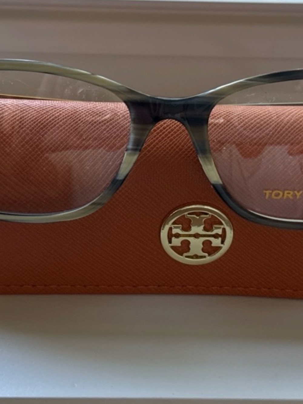 Tory Burch Olive Tortoiseshell Eyeglasses with Tan Logo Case